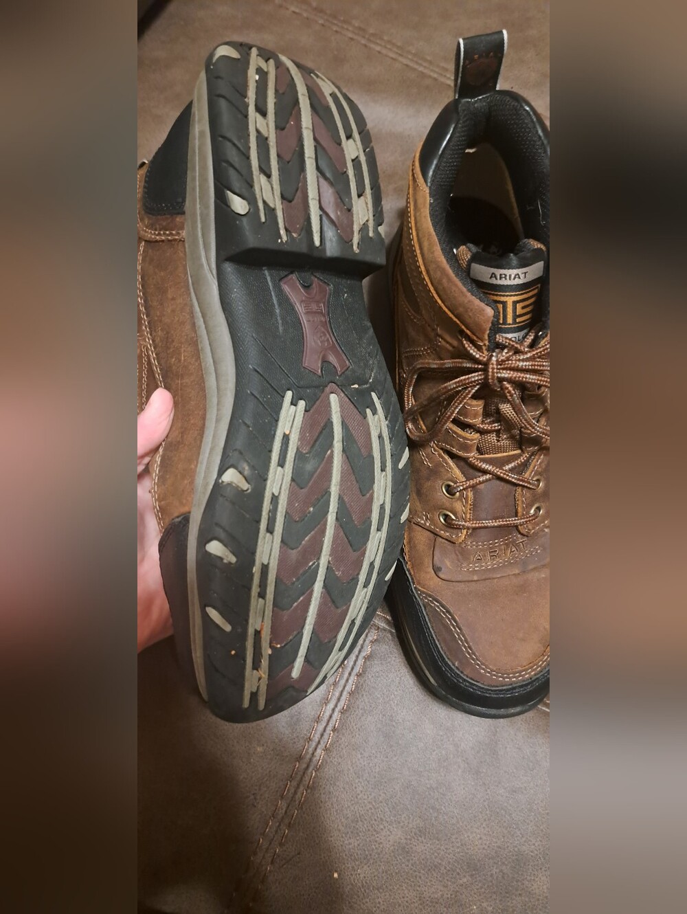 Mens Ariat Terrain Cordovan Brown Leather Hiking Boots Outdoors Work Sz 9D - Picture 4 of 10